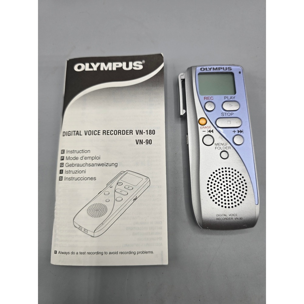 Olympus VN-90 Digital Voice Recorder Silver Handheld Dictation Machine Manual